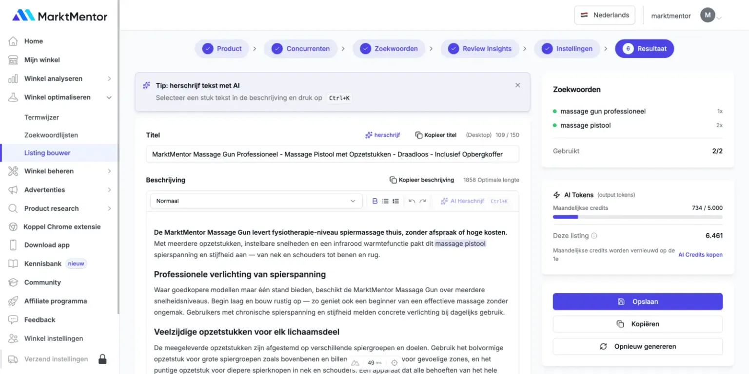 Laat AI je listing schrijven